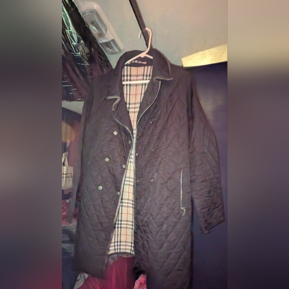 Burberry London Plaid Lined Diamond Stitch Quilted Jacket